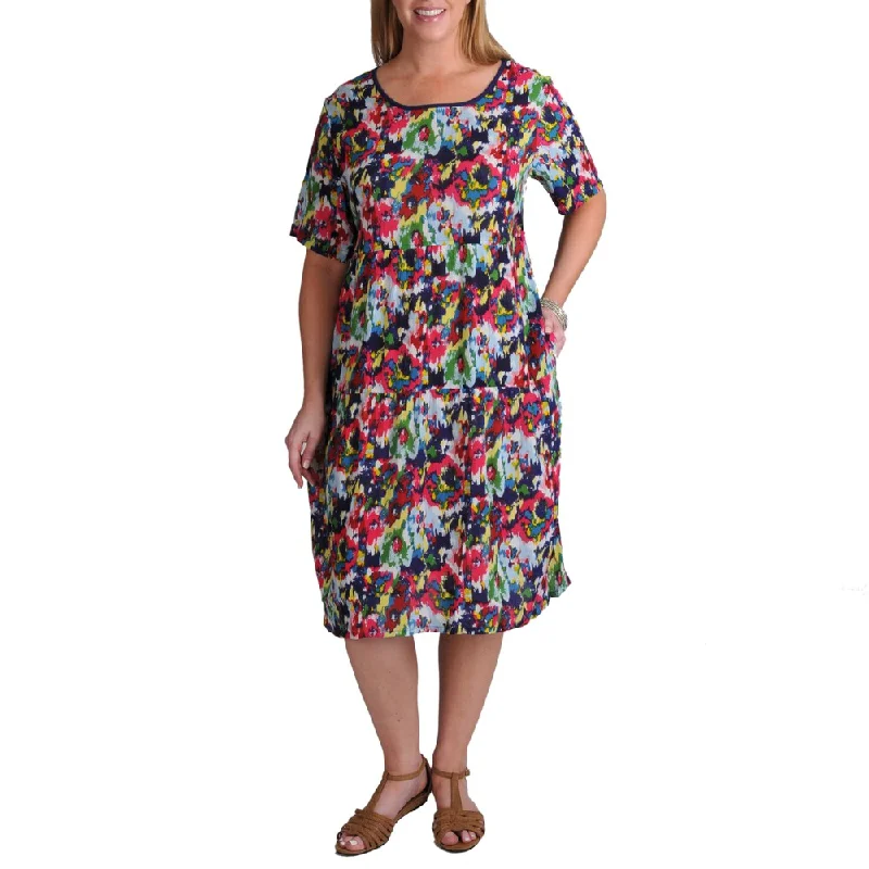 Vintage-Inspired Women's Clothes La Cera Women's Plus Abstract Floral Print Dress