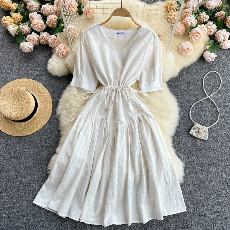 Women's Elegant Outfit Cute V neck short dress fashion dress  616