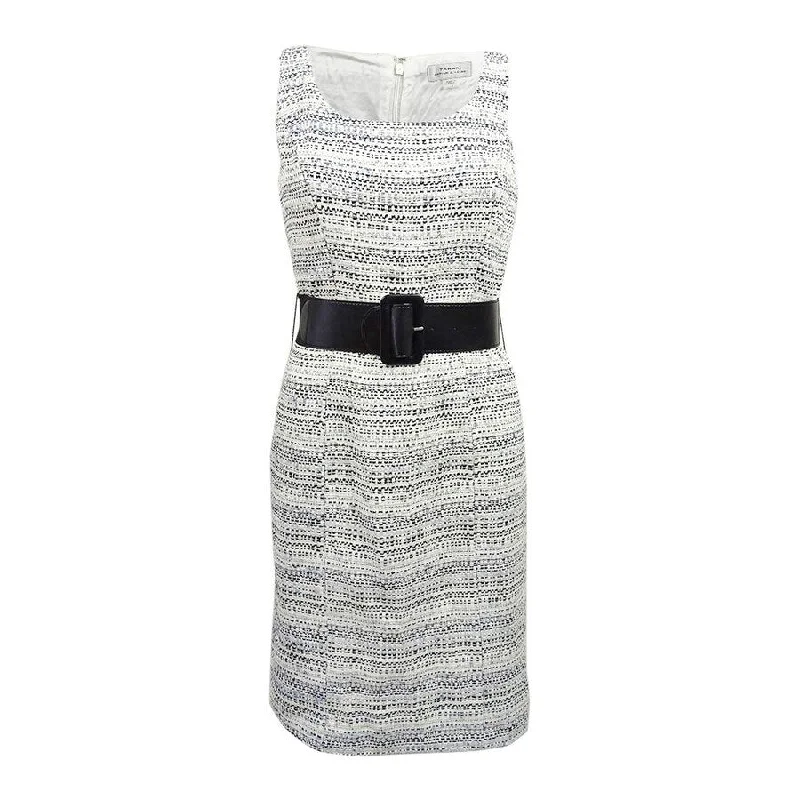 Vintage Women's Fashion Tahari ASL Women's Belted Boucle Sheath Dress