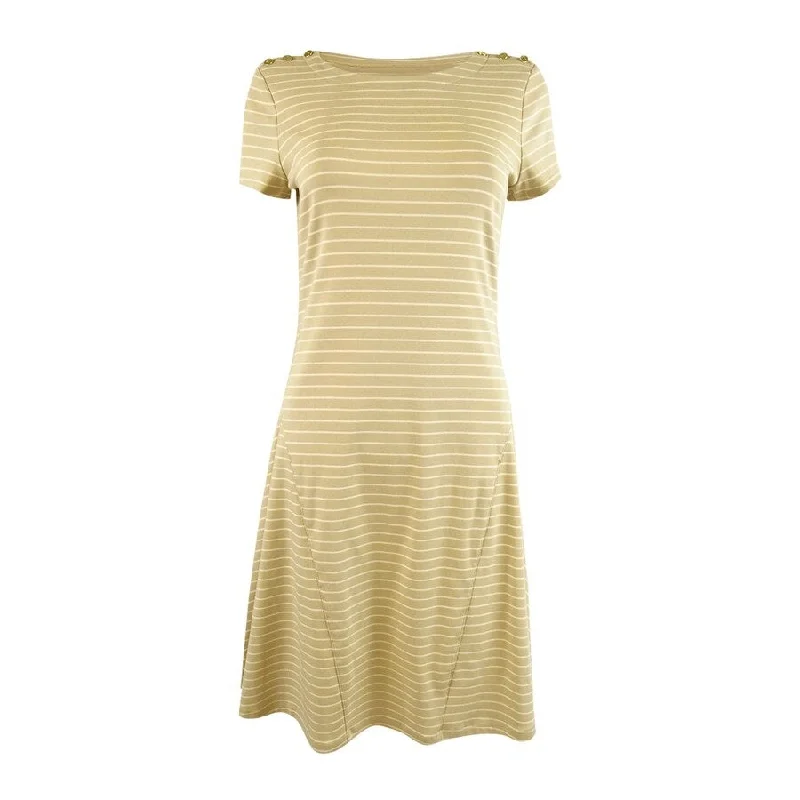 Women's Elegant Garments Lauren Ralph Lauren Women's Striped Stretch Cotton Dress (6, Tan/Cream) Women's Elegant Garments Lauren Ralph Lauren Women's Striped Stretch Cotton Dress (6, Tan/Cream)