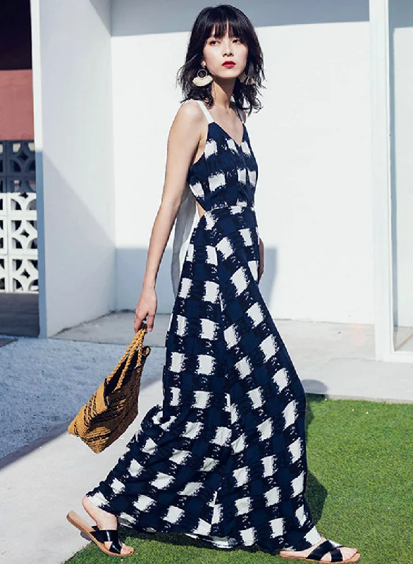 Women's Professional Outfit Blue V neck bow long dress women's dress  1330