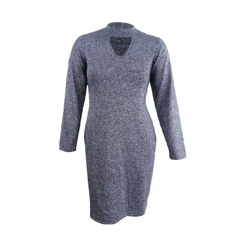 Clothes Of Woman Connected Women's Metallic Mock-Neck Sweater Dress