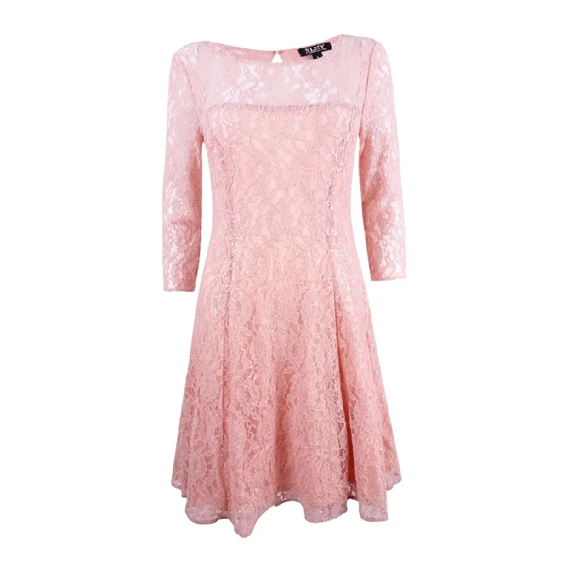 Outlet Clothing SL Fashions Women's Sequined Lace Fit & Flare Dress