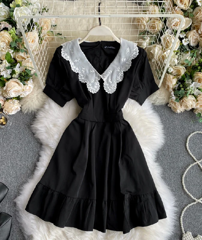 Women's Work Outfit For The Office Black A line short dress fashion dress  977