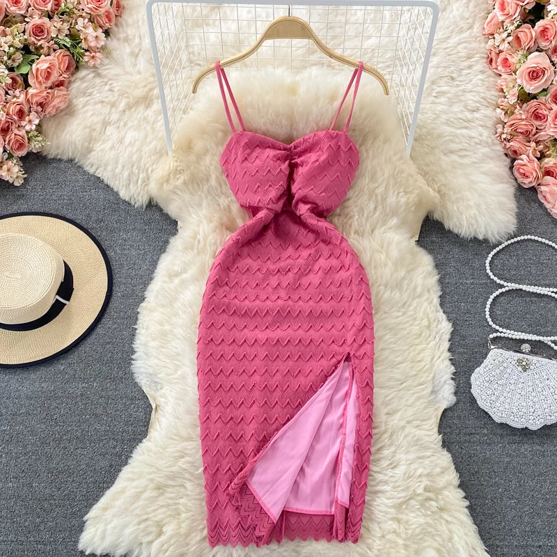 Women's Casual and Dressy Outfits Lace dress feminine elegant split rose powder  2774