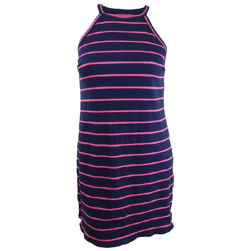 Women's Online Boutique Maison Jules Women's Striped Halter Dress (XL, Blue Lean Stripe)