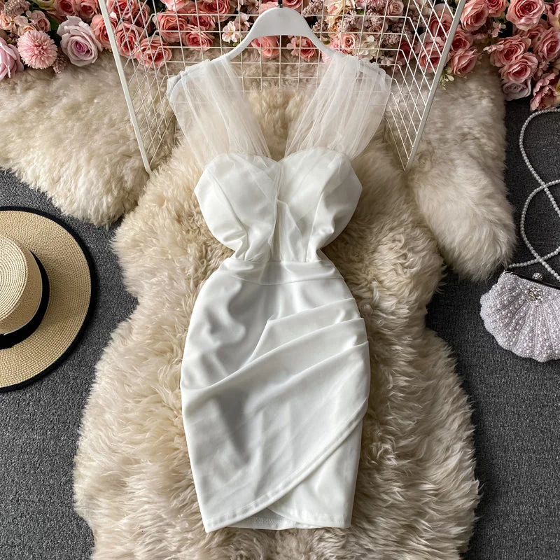 Women's Stylish Professional Garments Sexy mesh off shoulder slim wrap hip dress  2953
