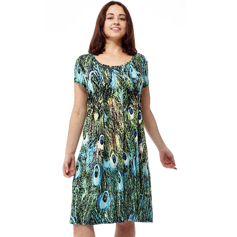 Luxury Women's Clothing La Cera Women's Multicolor Polyester/Spandex Short Sleeve Printed Dress