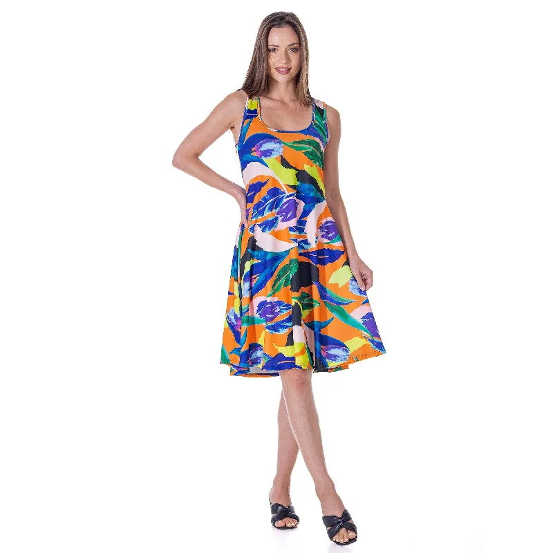 Stylish Outerwear Clothing For Women 24seven Comfort Apparel Womens Multicolor Sleeveless Knee Length Tank Swing Dress Stylish Outerwear Clothing For Women 24seven Comfort Apparel Womens Multicolor Sleeveless Knee Length Tank Swing Dress