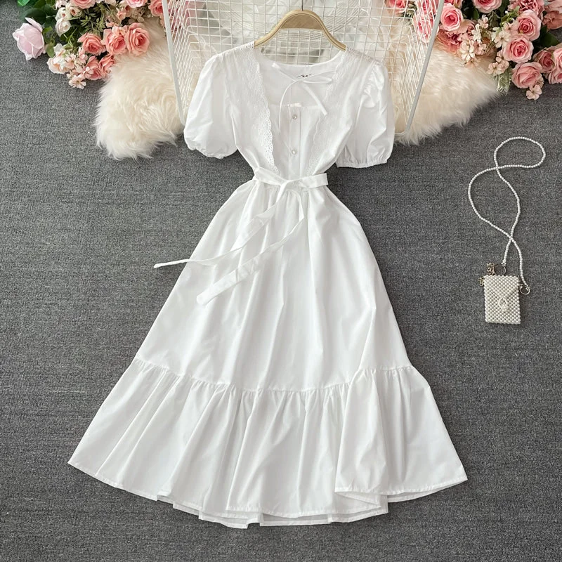 Women's Activewear for Exercise and Sports White A line dress fashion dress  621