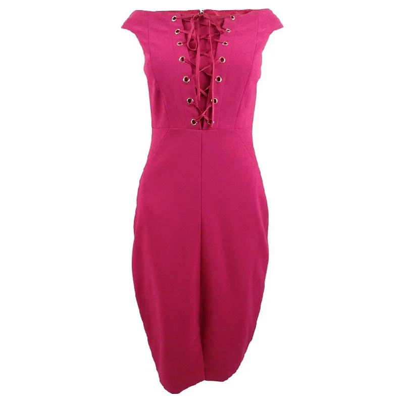 Women's Clothing For Outdoor Events JAX Women's Solid Off-The-Shoulder Lace-Up Dress