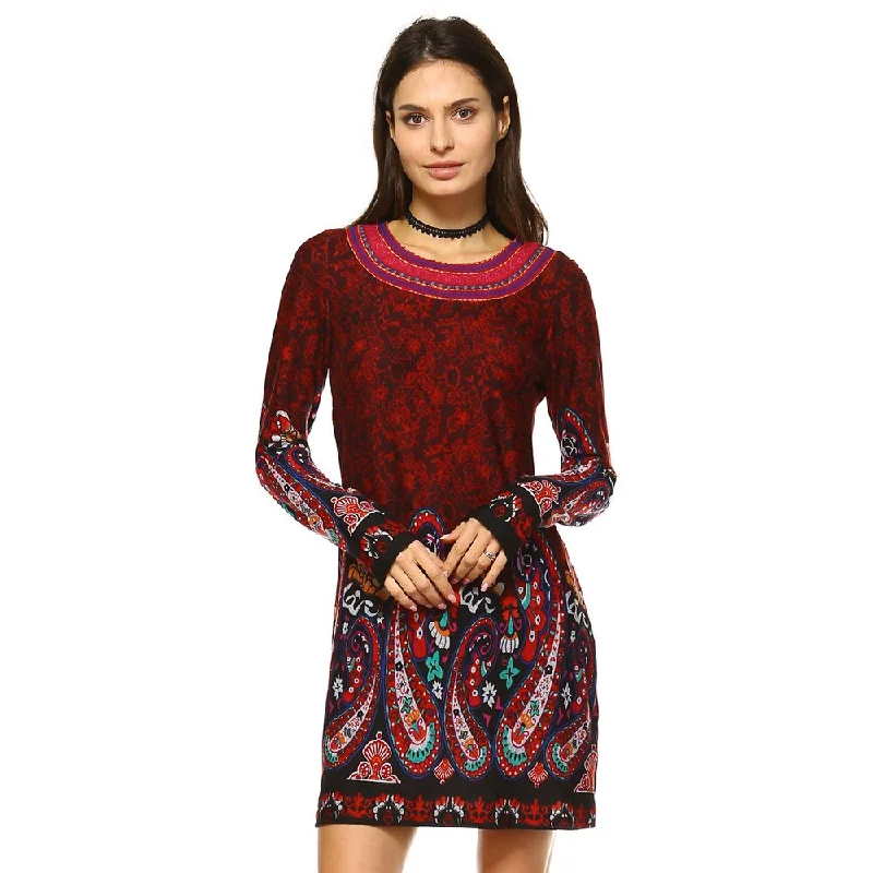 Sophisticated Outfits White Mark Women's Sandrine Polyester/Spandex Embroidered Sweater Dress