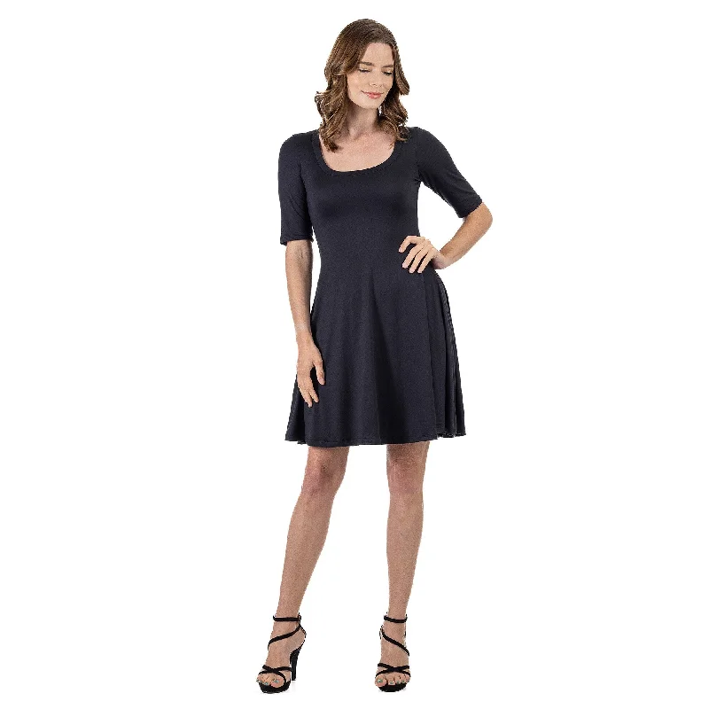 Colorful Clothing 24seven Comfort Apparel A Line Knee Length Dress Elbow Length Sleeves