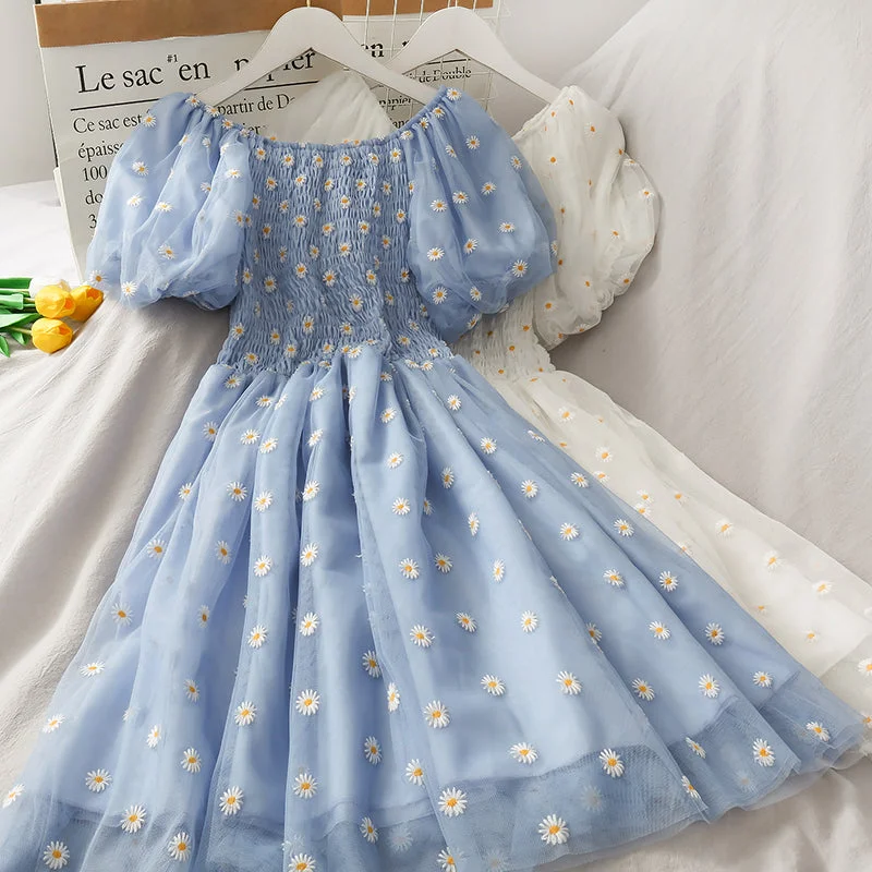 Sale For Women Cute A line little daisy dress  499