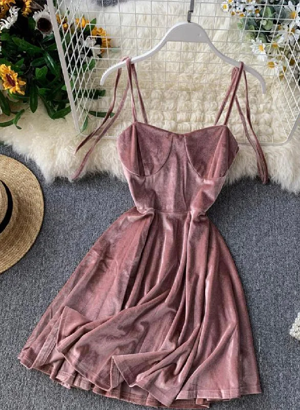 Women's Casual Wear Clothes Cute A line velvet short dress women's dress  1098