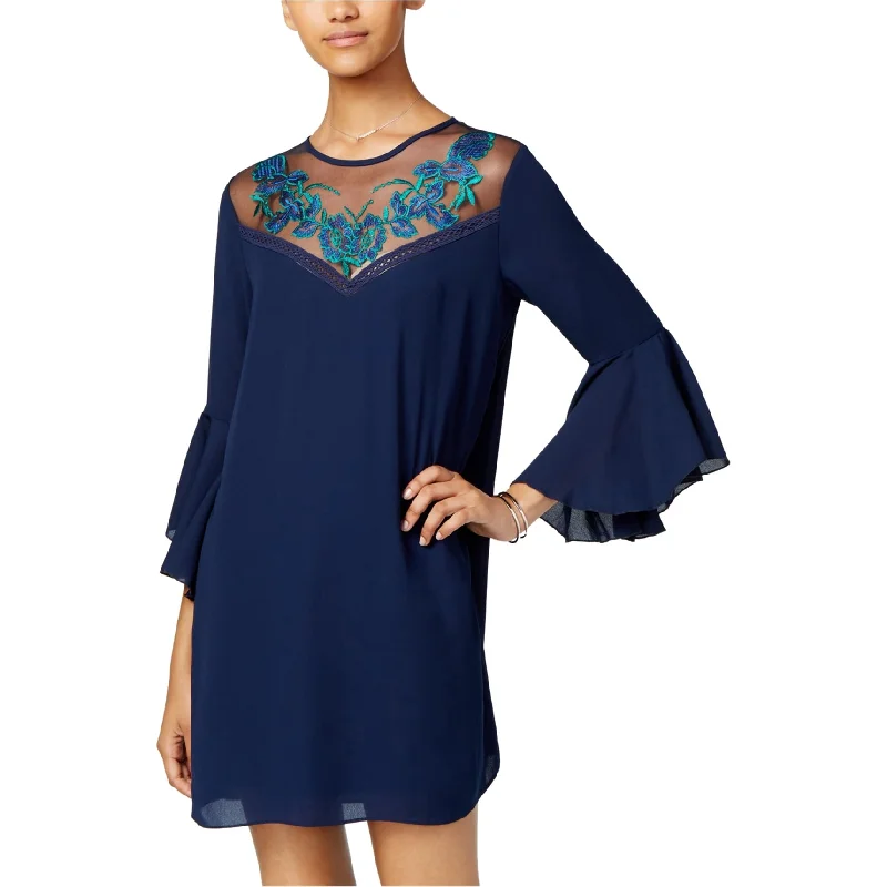 Women Wear Online City Studio Womens Bell Sleeve A-line Dress, Blue, Small