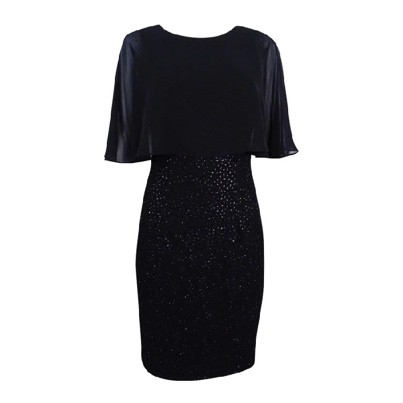 Women's Professional Clothes Betsy & Adam Women's Cape Sheath Dress (6, Black)