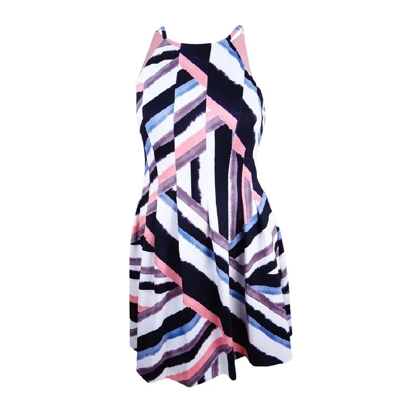 Hot Trends Vince Camuto Women's Geo-Print Fit & Flare Dress (14, Print Multi)