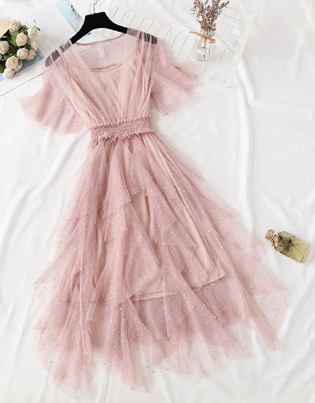 Women's Clothing For Special Occasions Girl summer dress A line tulle dress with sequins  1149