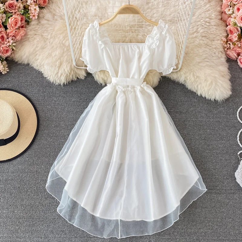 Preppy Style Cute A line high low dress fashion dress  604