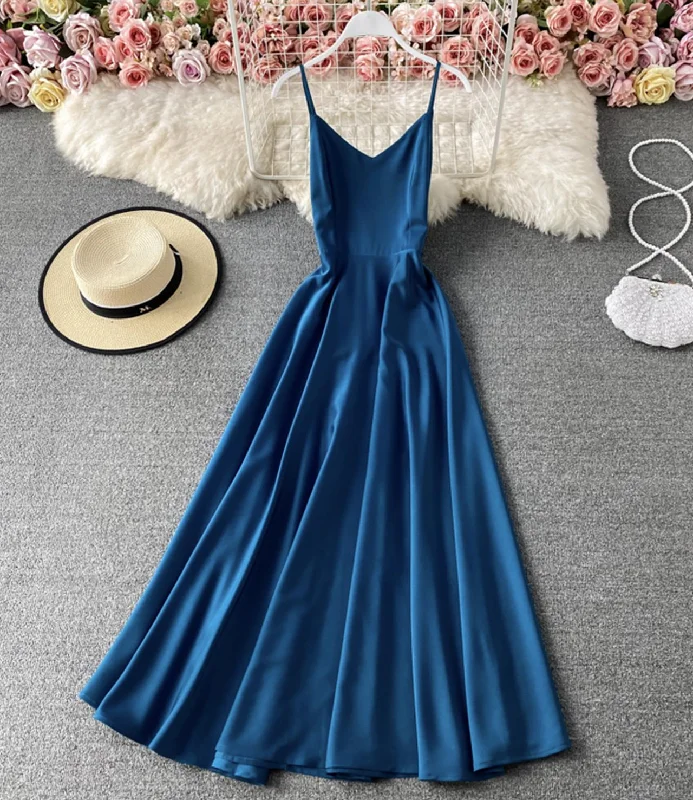 Women's Classic Outfit Simple A line v neck dress fashion dress  739