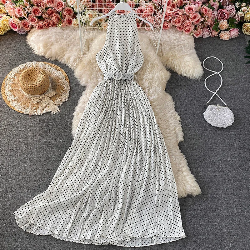 Women's Evening Wear Cute polka dot halterneck dress  458