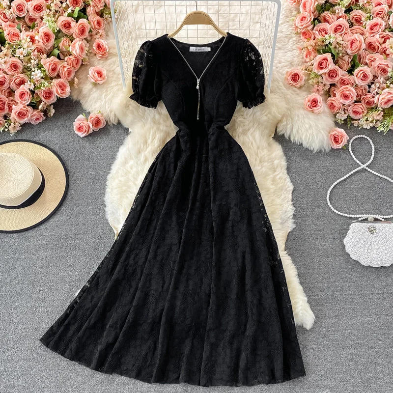 Plus-Size Women's Garments Cute v neck lace dress fashion dress  524