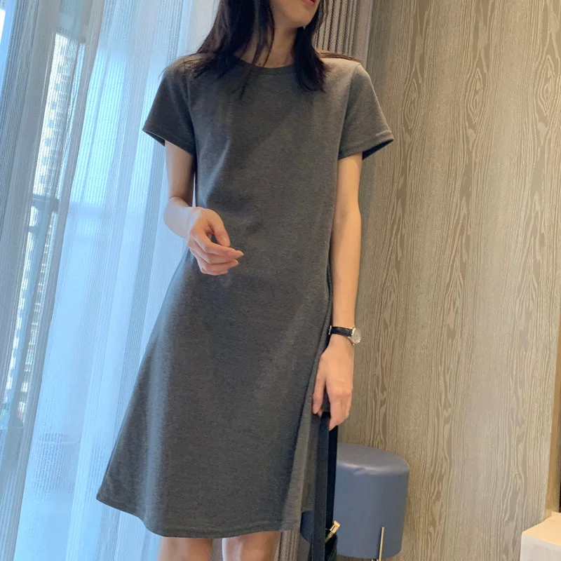 Woman Clothing Simple round neck short dress fashion dress  541