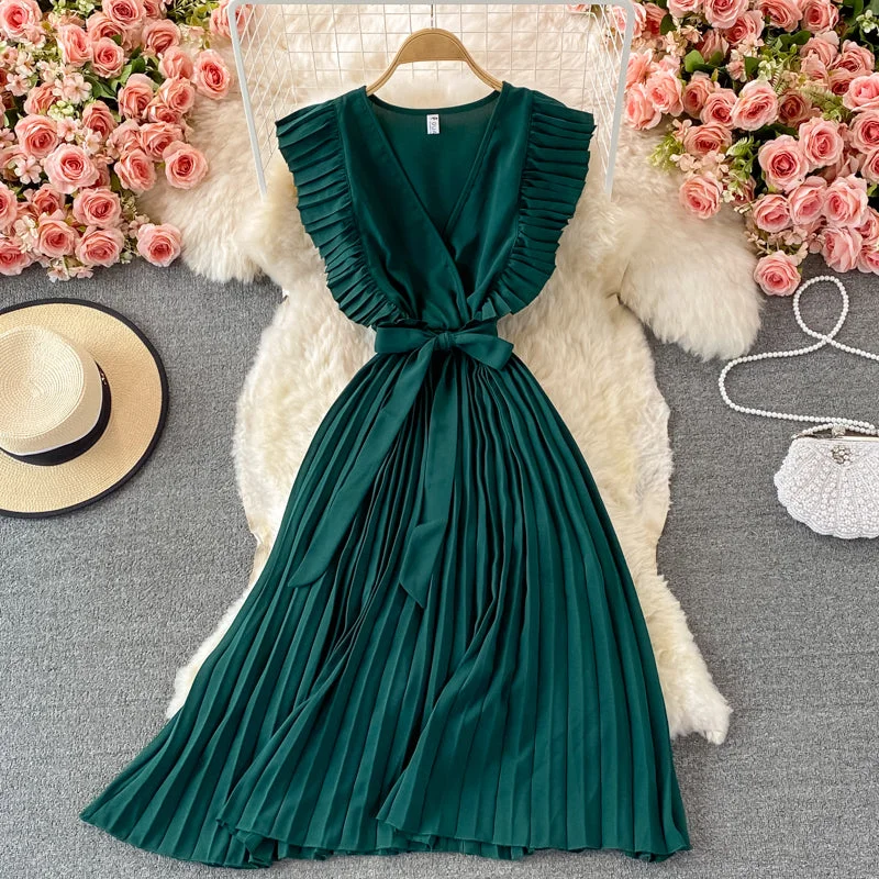 Stylish Women's Outfit Cute v neck short A line dress fashion dress  393