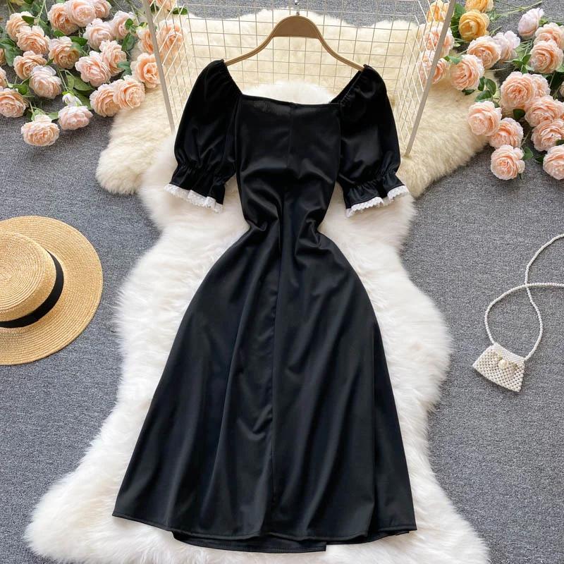 Clothing Sale Black A line short dress black fashion dress  465