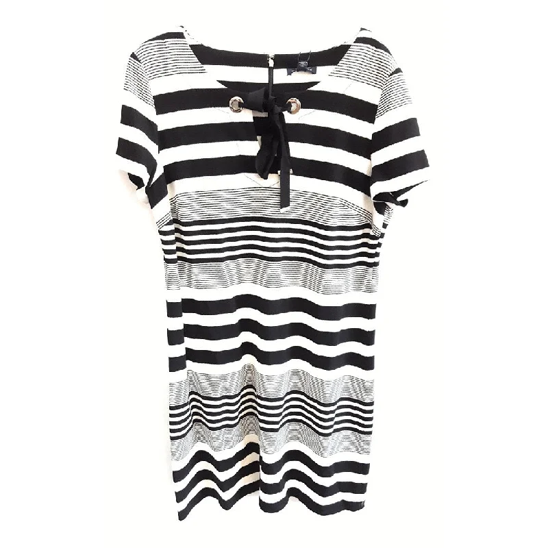Affordable Women's Outfit Tommy Hilfiger Striped Dress, Black/Ivory, 14