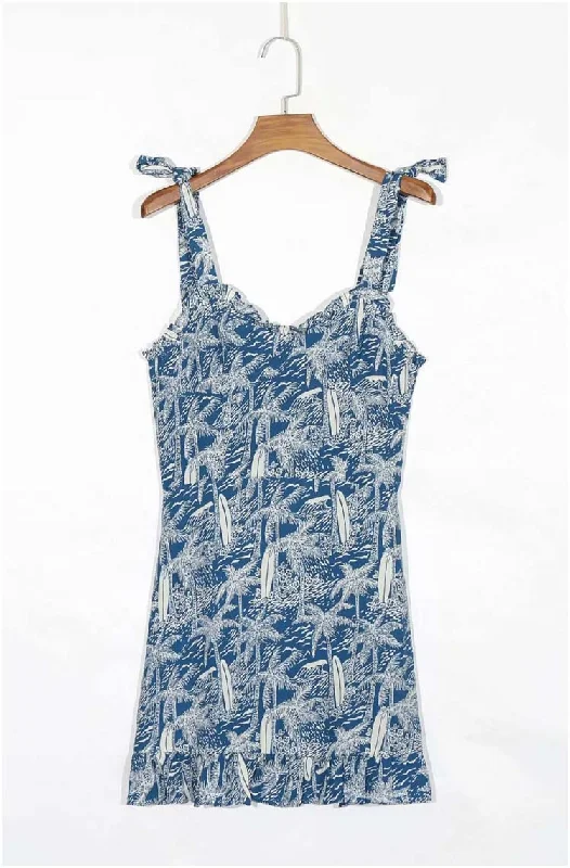 Affordable Women's Clothing Online Vintage sexy V-neck open collarbone print split dress  7135