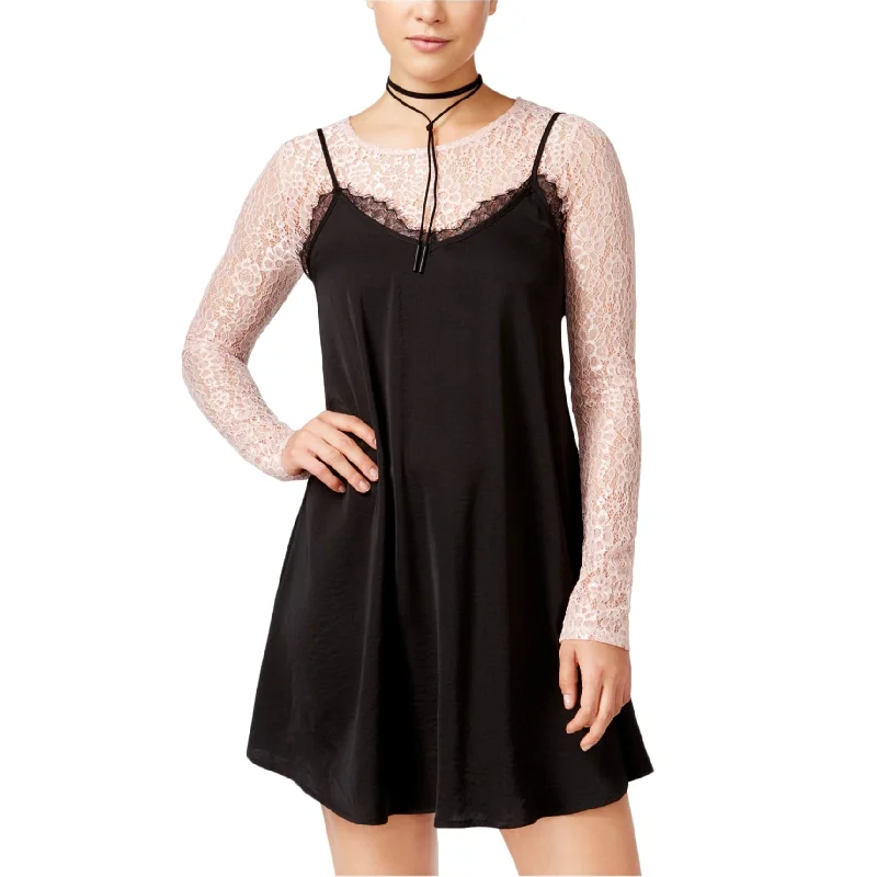 Charming Women's Clothes For Special Events Material Girl Womens 2-Pc. Lace-Trim Slip Dress, Black, Large