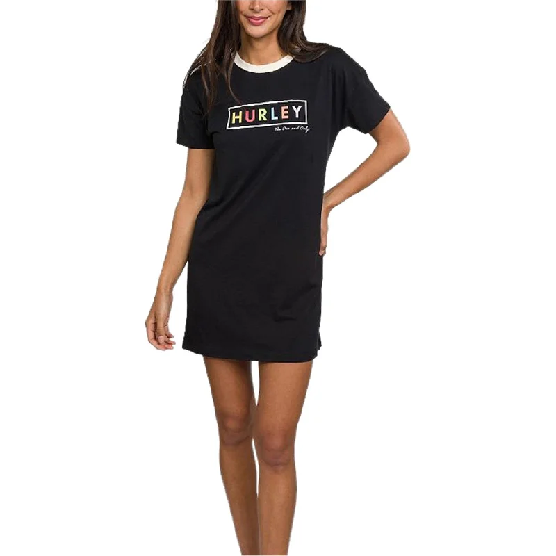 Wardrobe Upgrade Hurley Womens Ringer Tee Jersey Dress, Black, Small