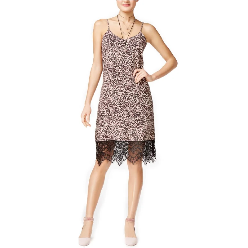 City Fashion Shift Womens Leopard Slip Dress, Black, Medium