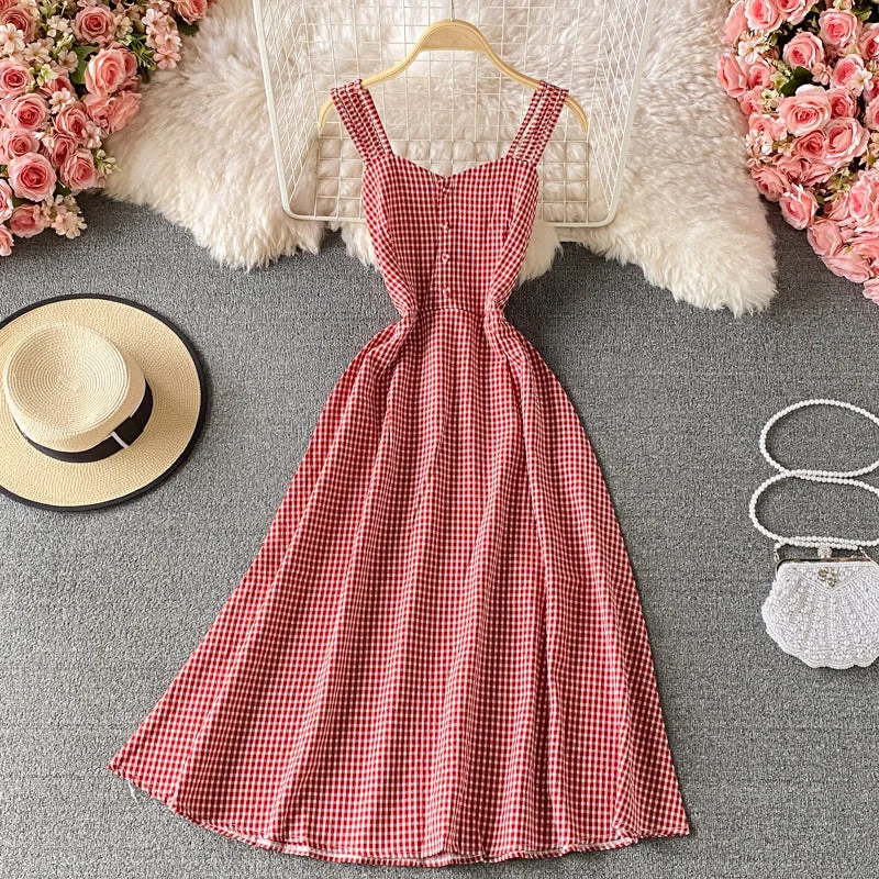 Timeless Women's Fashion Styles Sweet plaid A line dress fashion dress  595