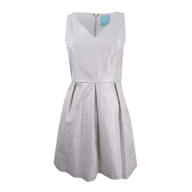 Holiday Discount CeCe Women's Metallic Jacquard Fit & Flare Dress