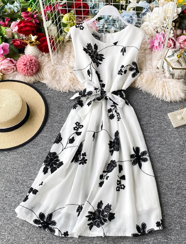 Comfortable Women's Outfits A line flowers short dress summer dress  1163