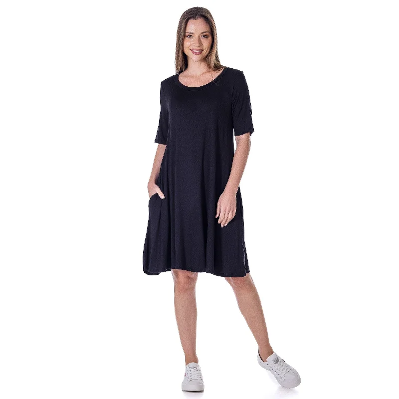 Women's Seasonal Fashion Trends 24seven Comfort Apparel Soft Flare T Shirt Dress with Pocket Detail Women's Seasonal Fashion Trends 24seven Comfort Apparel Soft Flare T Shirt Dress with Pocket Detail