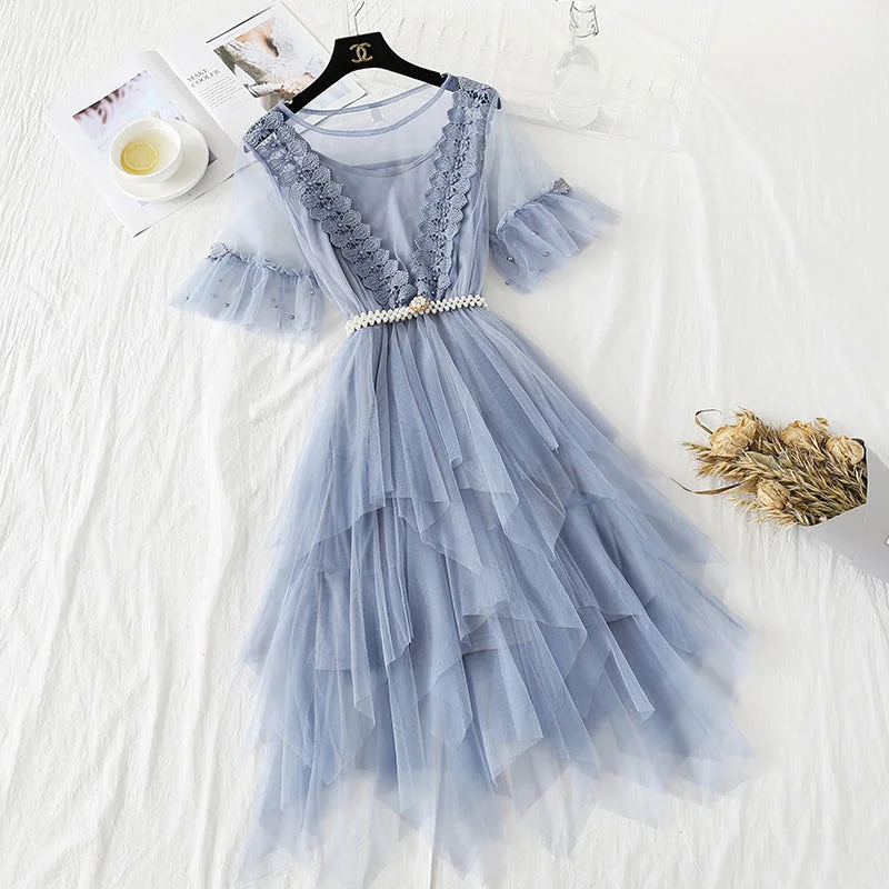 Women's Trendy Outfits Lace mesh dress Mori sweet cake dress  4361