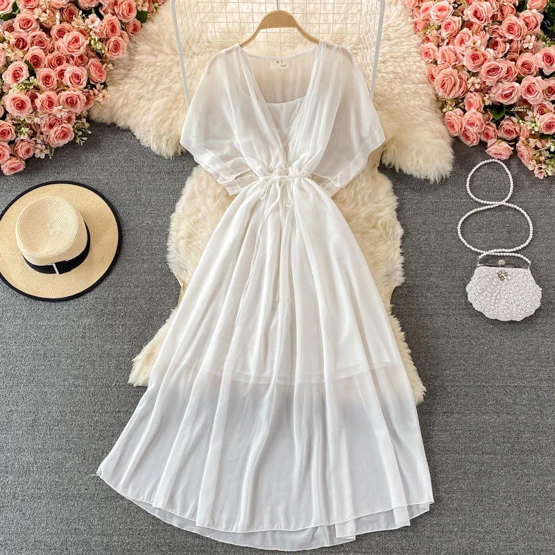 Fashionable Tops for Women Cute v neck A line dress fashion dress  535