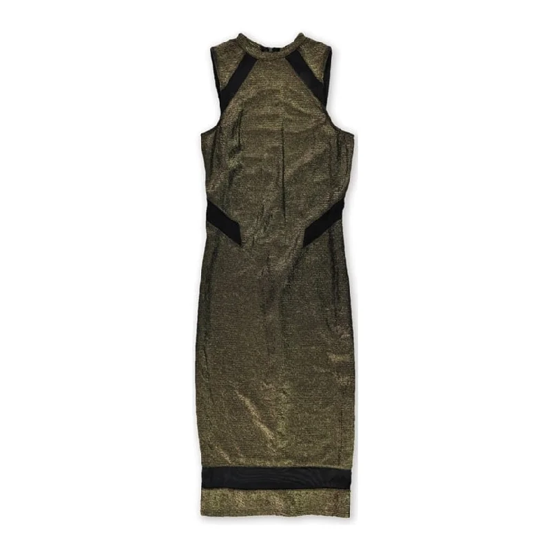 End Of Season Sale Clothing Material Girl Womens Shimmery Sheath Dress, Metallic, X-Small