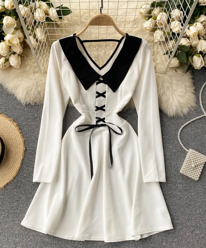 Casual Chic Cute v neck short dress fashion girl dress  834