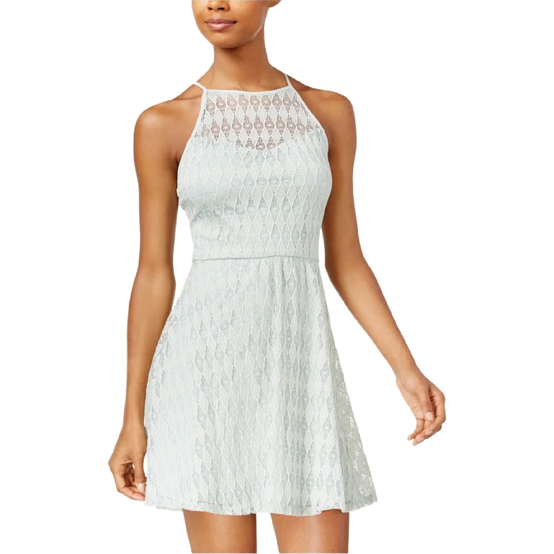Clothes Woman As U Wish Womens Illusion-Lace Fit & Flare Dress, Green, Medium