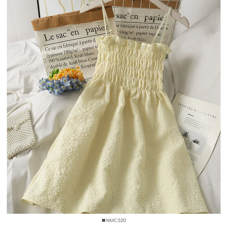 Charming Women's Garments Korean wrinkled fungus side high waist thin dress for women  2686