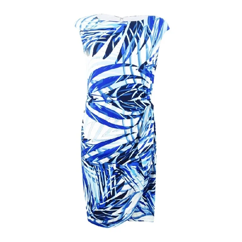 Clothes For Woman Jessica Howard Women's Palm-Print Side-Tie Dress