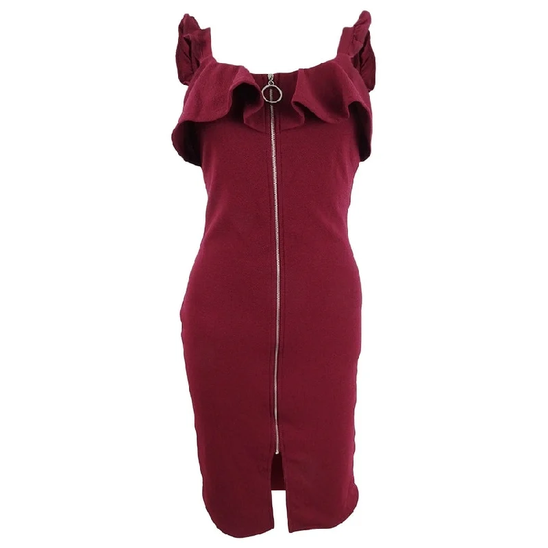Vintage-Inspired Garments Crave Fame Juniors' Ruffled Zip-Front Dress