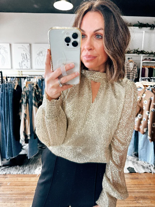 Latest Fashion Gold Shirred Dress Top -ALL SALES FINAL