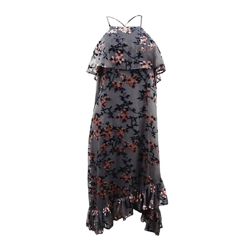 Women's Clothes For Special Occasions Avec Les Filles Women's Ruffled Floral Flocked-Velvet Dress