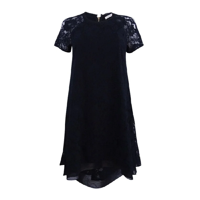 Women's Plus-Size Casual Outfit Rachel Roy Women's High-Low Lace Trapeze Dress (2, Black)